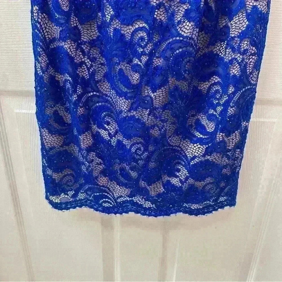 Dave & Johnny Royal Blue Beaded Sleeveless Formal Cocktail Homecoming Dress - Picture 4 of 11